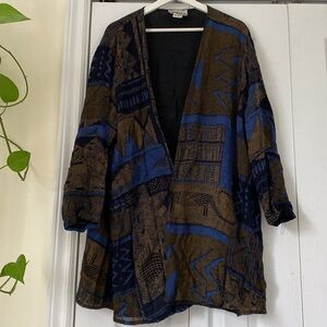 New Options by Kate Geddes Vintage 90s Kimono geometric turtle lizard tribal Y2K